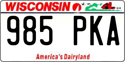 WI license plate 985PKA