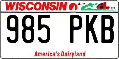 WI license plate 985PKB