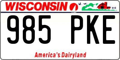 WI license plate 985PKE
