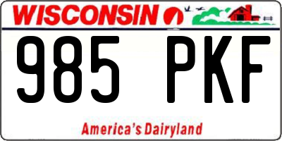 WI license plate 985PKF