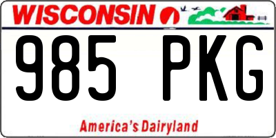 WI license plate 985PKG