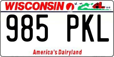 WI license plate 985PKL