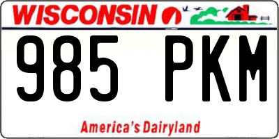 WI license plate 985PKM
