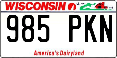 WI license plate 985PKN