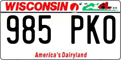 WI license plate 985PKO