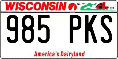 WI license plate 985PKS
