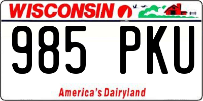 WI license plate 985PKU
