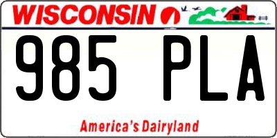 WI license plate 985PLA