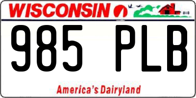 WI license plate 985PLB