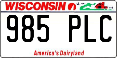 WI license plate 985PLC