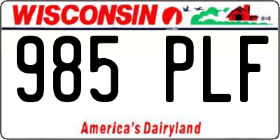 WI license plate 985PLF