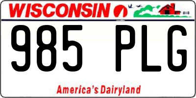 WI license plate 985PLG
