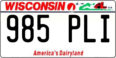 WI license plate 985PLI