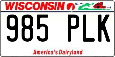 WI license plate 985PLK