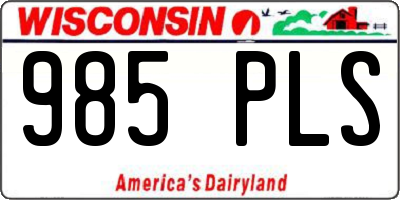 WI license plate 985PLS