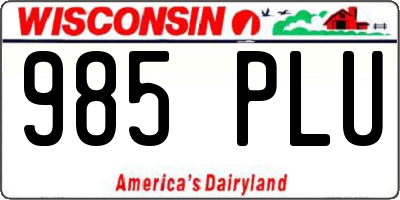 WI license plate 985PLU