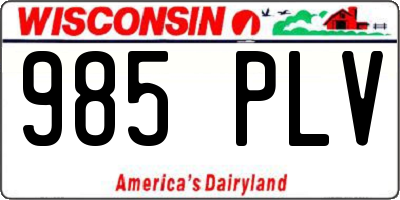 WI license plate 985PLV