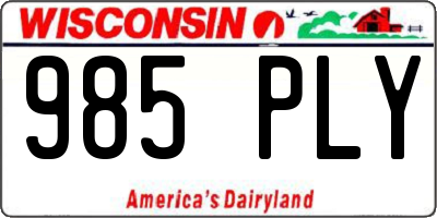 WI license plate 985PLY