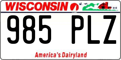 WI license plate 985PLZ