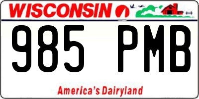WI license plate 985PMB