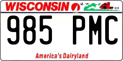 WI license plate 985PMC