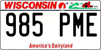 WI license plate 985PME