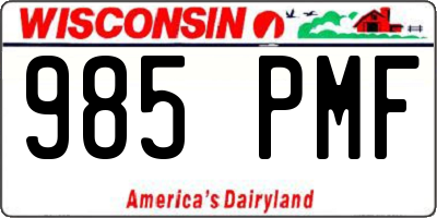 WI license plate 985PMF