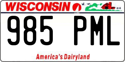 WI license plate 985PML