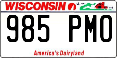 WI license plate 985PMO