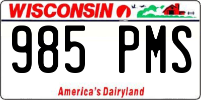 WI license plate 985PMS