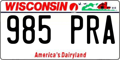WI license plate 985PRA