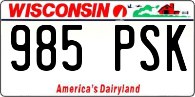 WI license plate 985PSK