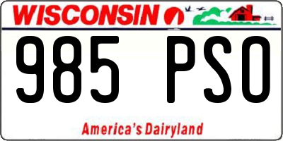 WI license plate 985PSO