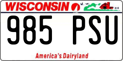 WI license plate 985PSU