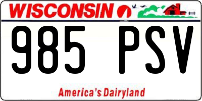 WI license plate 985PSV