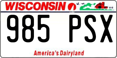 WI license plate 985PSX