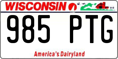 WI license plate 985PTG