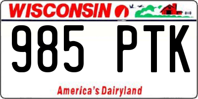 WI license plate 985PTK