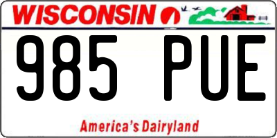 WI license plate 985PUE