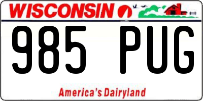 WI license plate 985PUG