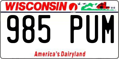 WI license plate 985PUM