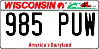 WI license plate 985PUW