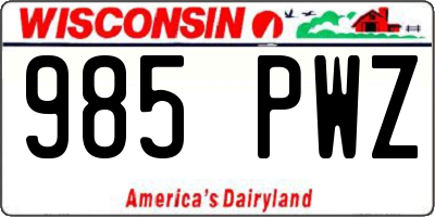 WI license plate 985PWZ