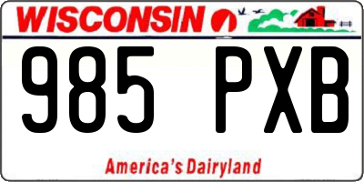 WI license plate 985PXB