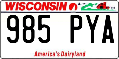 WI license plate 985PYA
