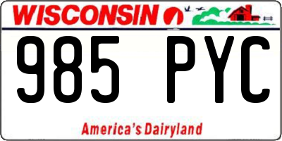 WI license plate 985PYC