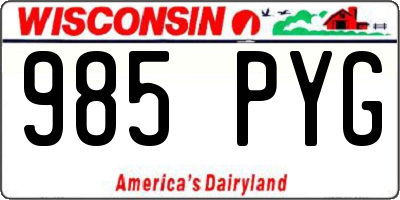 WI license plate 985PYG