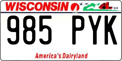 WI license plate 985PYK
