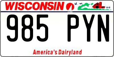 WI license plate 985PYN