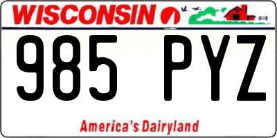 WI license plate 985PYZ